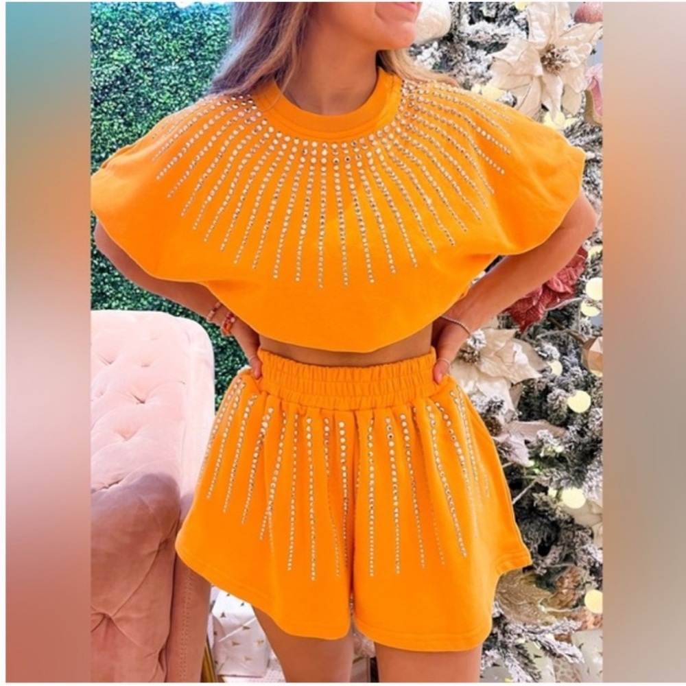 QUEEN OF SPARKLES Orange Athletic Shorts